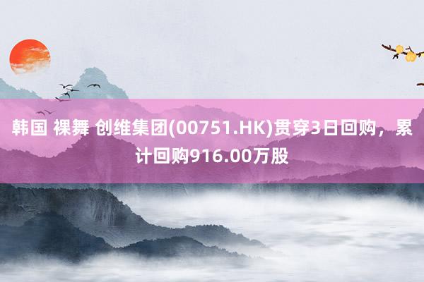 韩国 裸舞 创维集团(00751.HK)贯穿3日回购，累计回购916.00万股