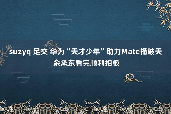 suzyq 足交 华为“天才少年”助力Mate捅破天 余承东看完顺利拍板