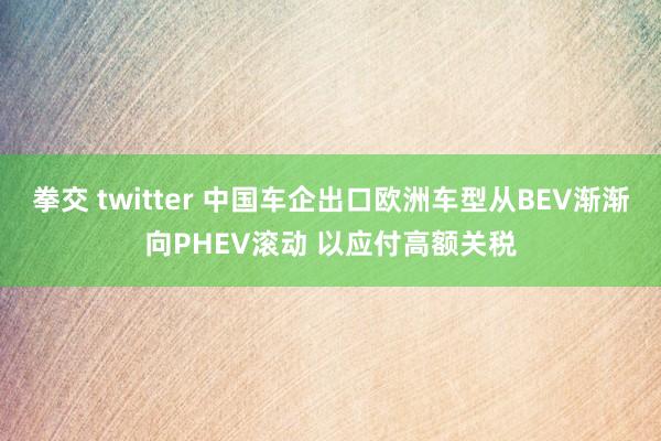 拳交 twitter 中国车企出口欧洲车型从BEV渐渐向PHEV滚动 以应付高额关税