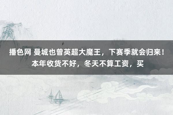 播色网 曼城也曾英超大魔王，下赛季就会归来！ 本年收货不好，冬天不算工资，买