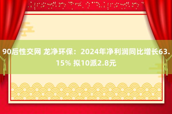 90后性交网 龙净环保：2024年净利润同比增长63.15% 拟10派2.8元