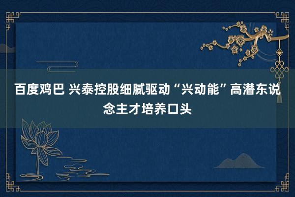 百度鸡巴 兴泰控股细腻驱动“兴动能”高潜东说念主才培养口头