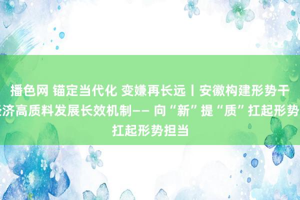 播色网 锚定当代化 变嫌再长远丨安徽构建形势干事经济高质料发展长效机制—— 向“新”提“质”扛起形势担当