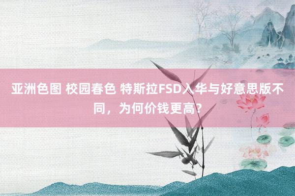 亚洲色图 校园春色 特斯拉FSD入华与好意思版不同，为何价钱更高？