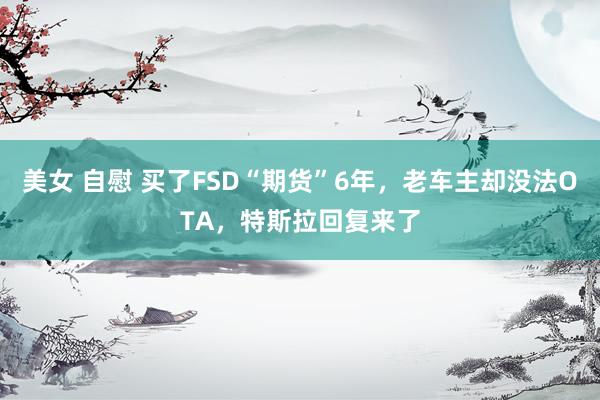 美女 自慰 买了FSD“期货”6年，老车主却没法OTA，特斯拉回复来了