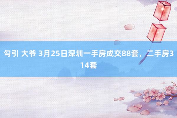 勾引 大爷 3月25日深圳一手房成交88套，二手房314套