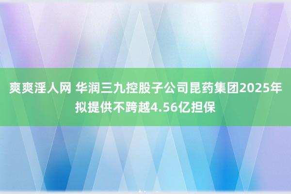 爽爽淫人网 华润三九控股子公司昆药集团2025年拟提供不跨越4.56亿担保