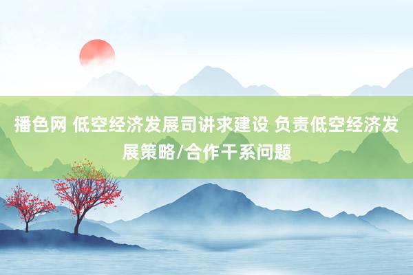 播色网 低空经济发展司讲求建设 负责低空经济发展策略/合作干系问题