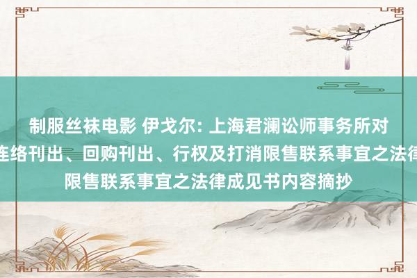 制服丝袜电影 伊戈尔: 上海君澜讼师事务所对于公司股权引发连络刊出、回购刊出、行权及打消限售联系事宜之法律成见书内容摘抄