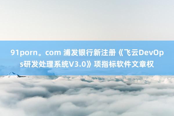 91porn。com 浦发银行新注册《飞云DevOps研发处理系统V3.0》项指标软件文章权