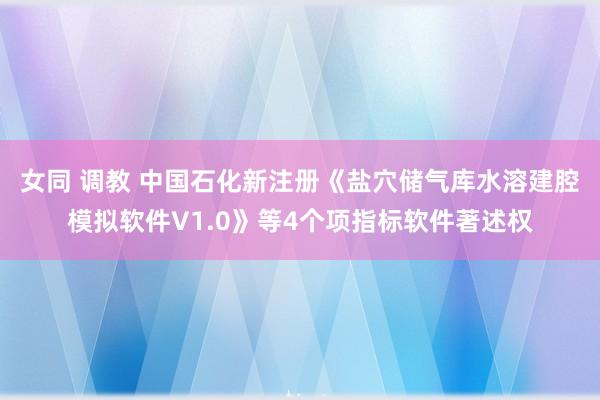 女同 调教 中国石化新注册《盐穴储气库水溶建腔模拟软件V1.0》等4个项指标软件著述权