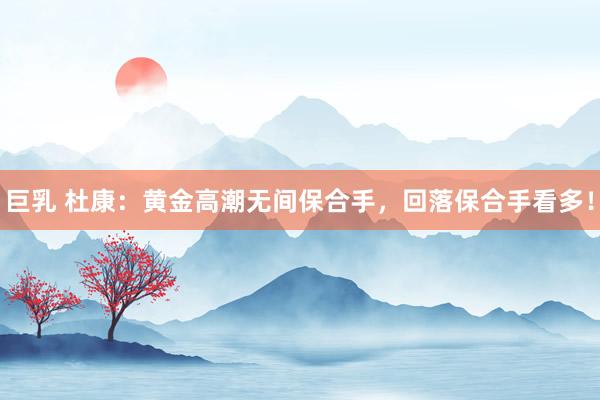 巨乳 杜康：黄金高潮无间保合手，回落保合手看多！