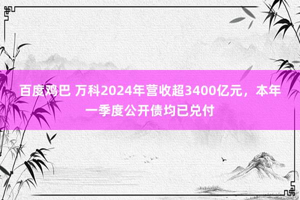 百度鸡巴 万科2024年营收超3400亿元，本年一季度公开债均已兑付