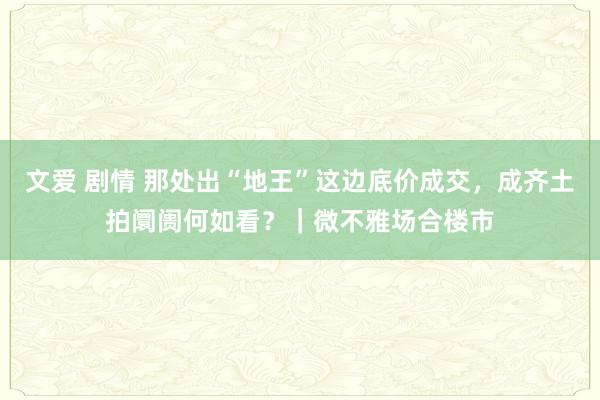 文爱 剧情 那处出“地王”这边底价成交，成齐土拍阛阓何如看？｜微不雅场合楼市