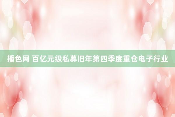 播色网 百亿元级私募旧年第四季度重仓电子行业