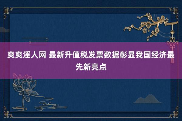 爽爽淫人网 最新升值税发票数据彰显我国经济最先新亮点